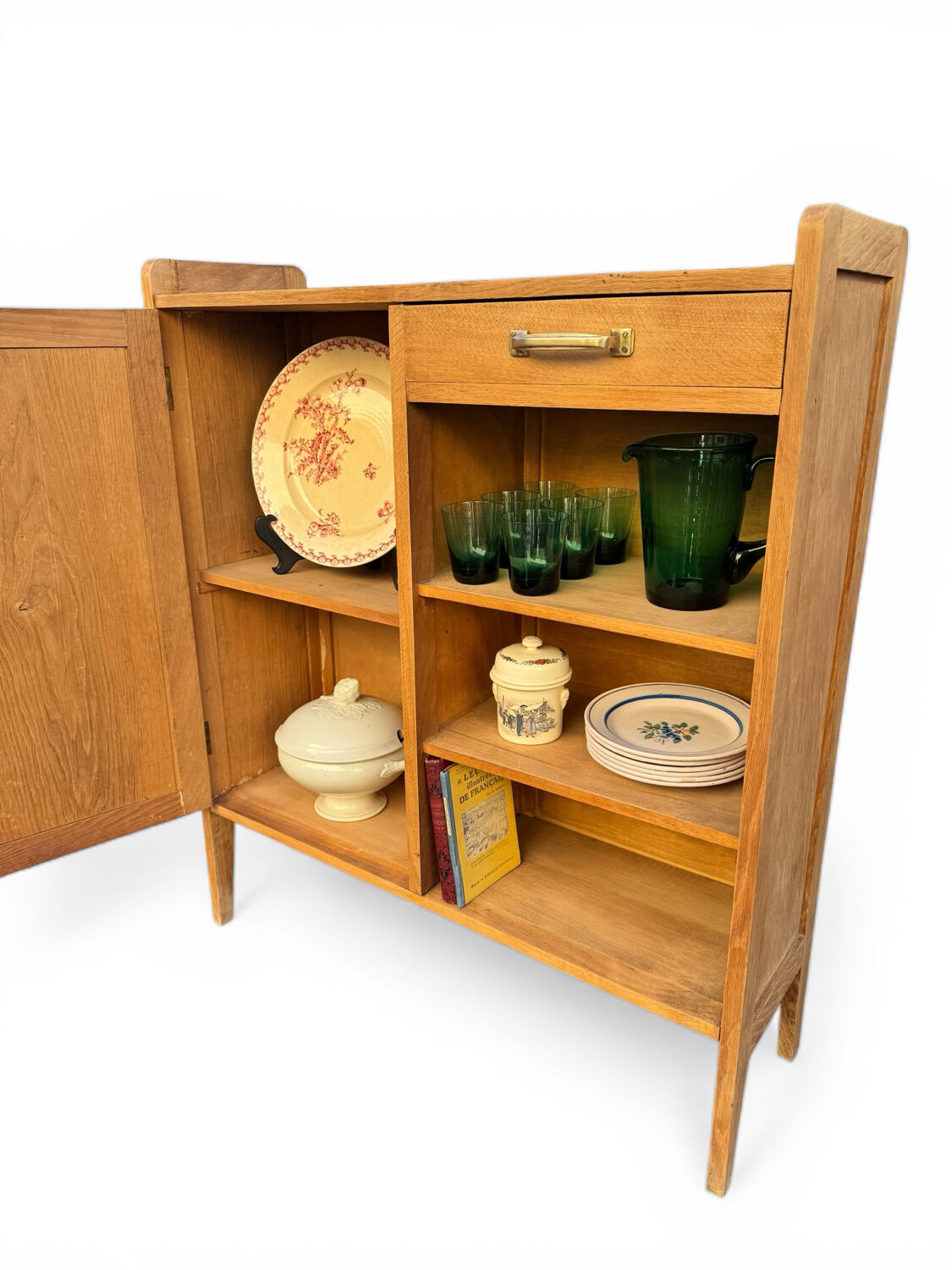 Parisian buffet, raw oak, compass legs, 1950.