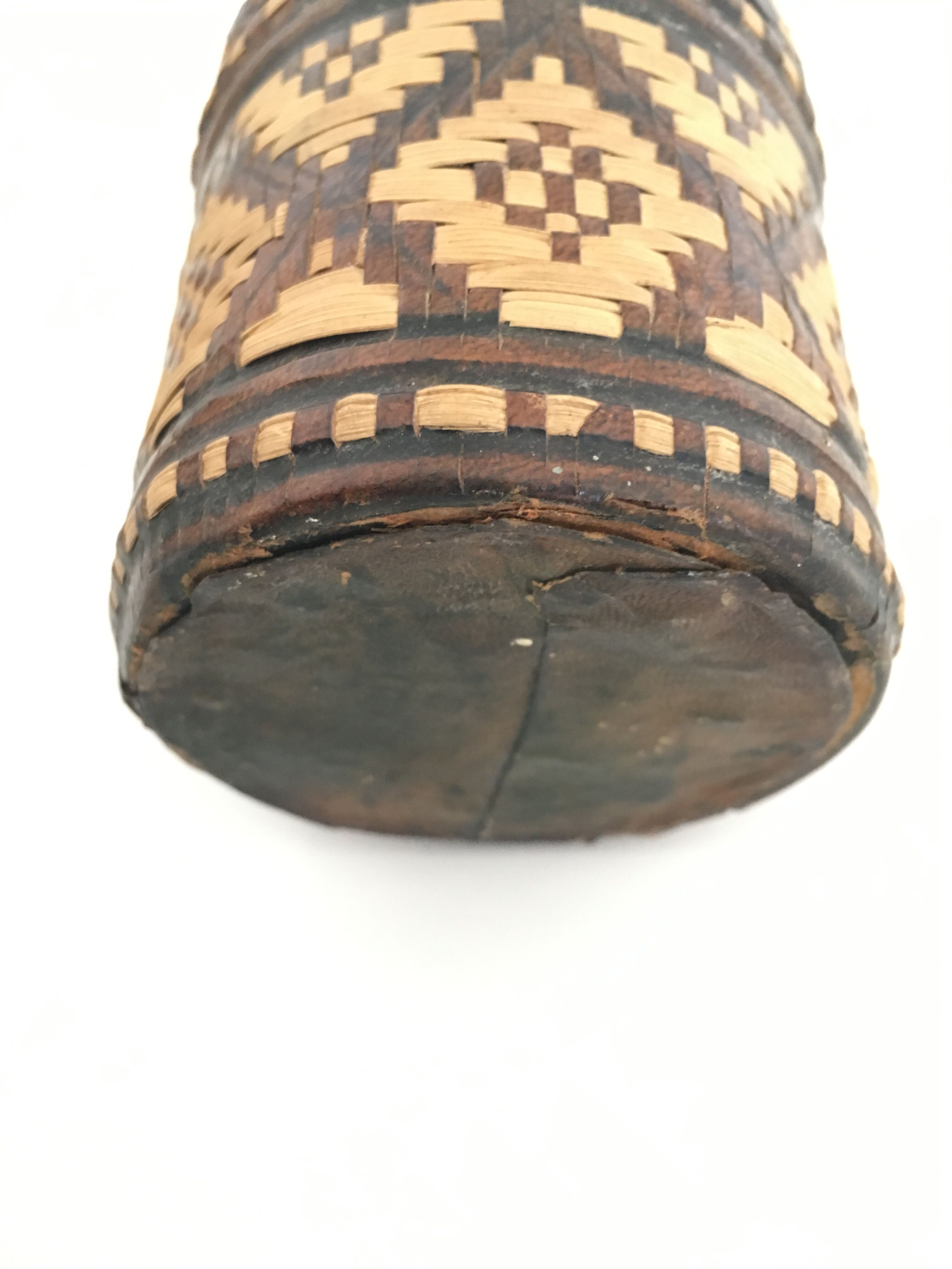 Lot of 2 ethnic leather-wrapped bottles and box