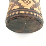 Lot of 2 ethnic leather-wrapped bottles and box