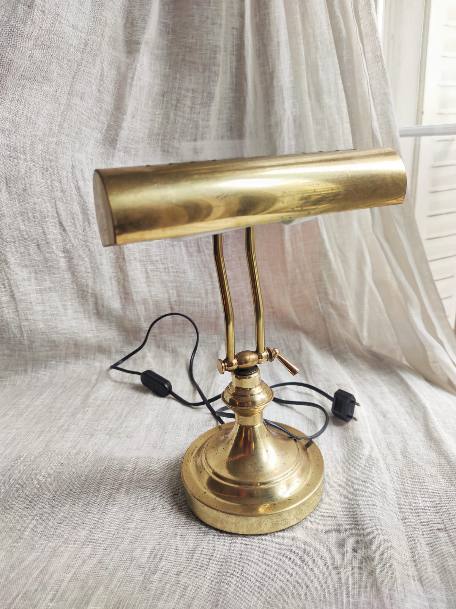 Golden brass desk/banker's lamp