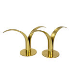Pair of Lily brass candle holders, Ystad Metall, Sweden, design Ivar Ålenius Björk