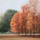 Autumn Landscape, Oil On Canvas Cardboard, Italy 20th Century