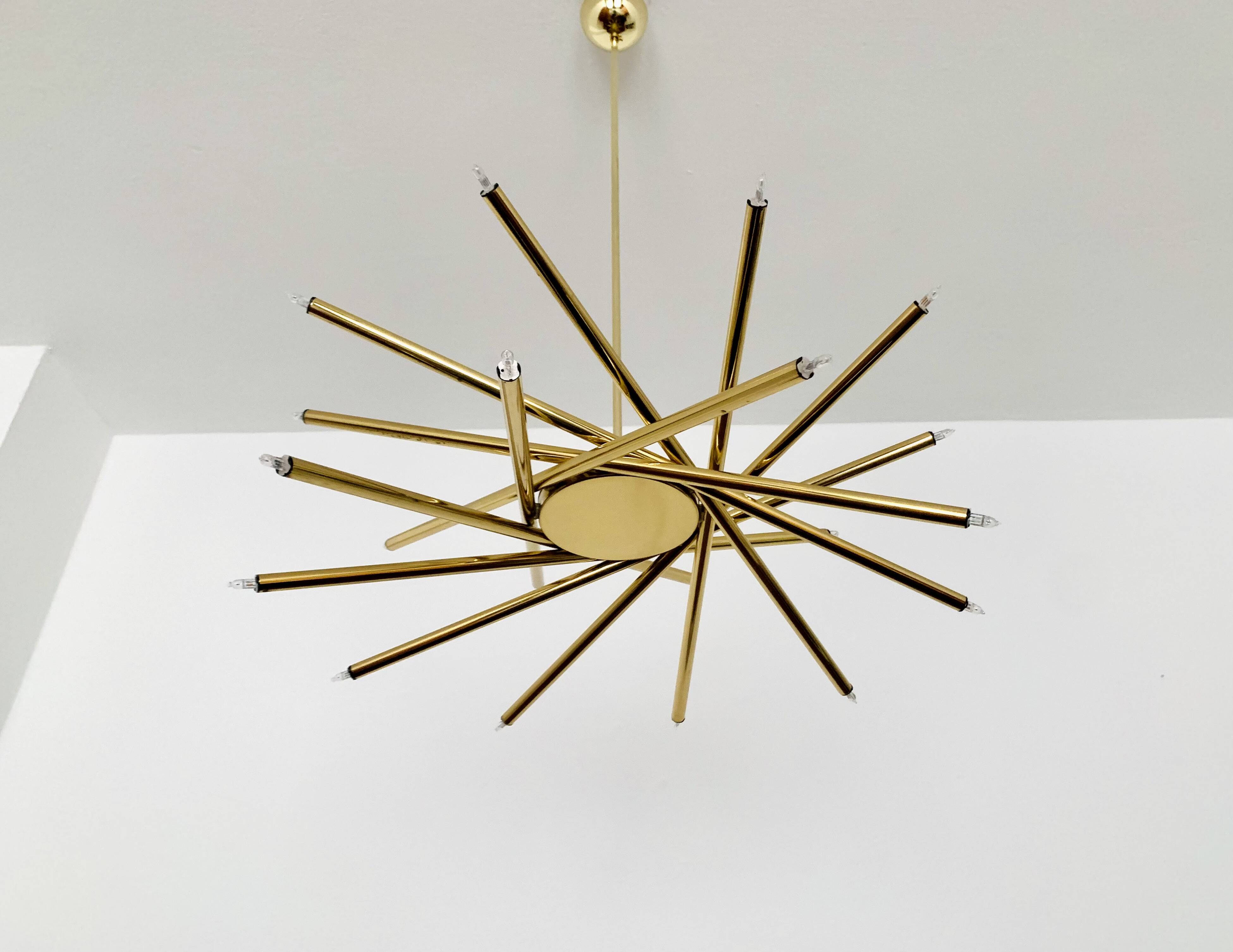 Holywood Regency Brass Chandelier