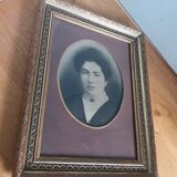 Photo ancienne portrait encadré bois et stuc