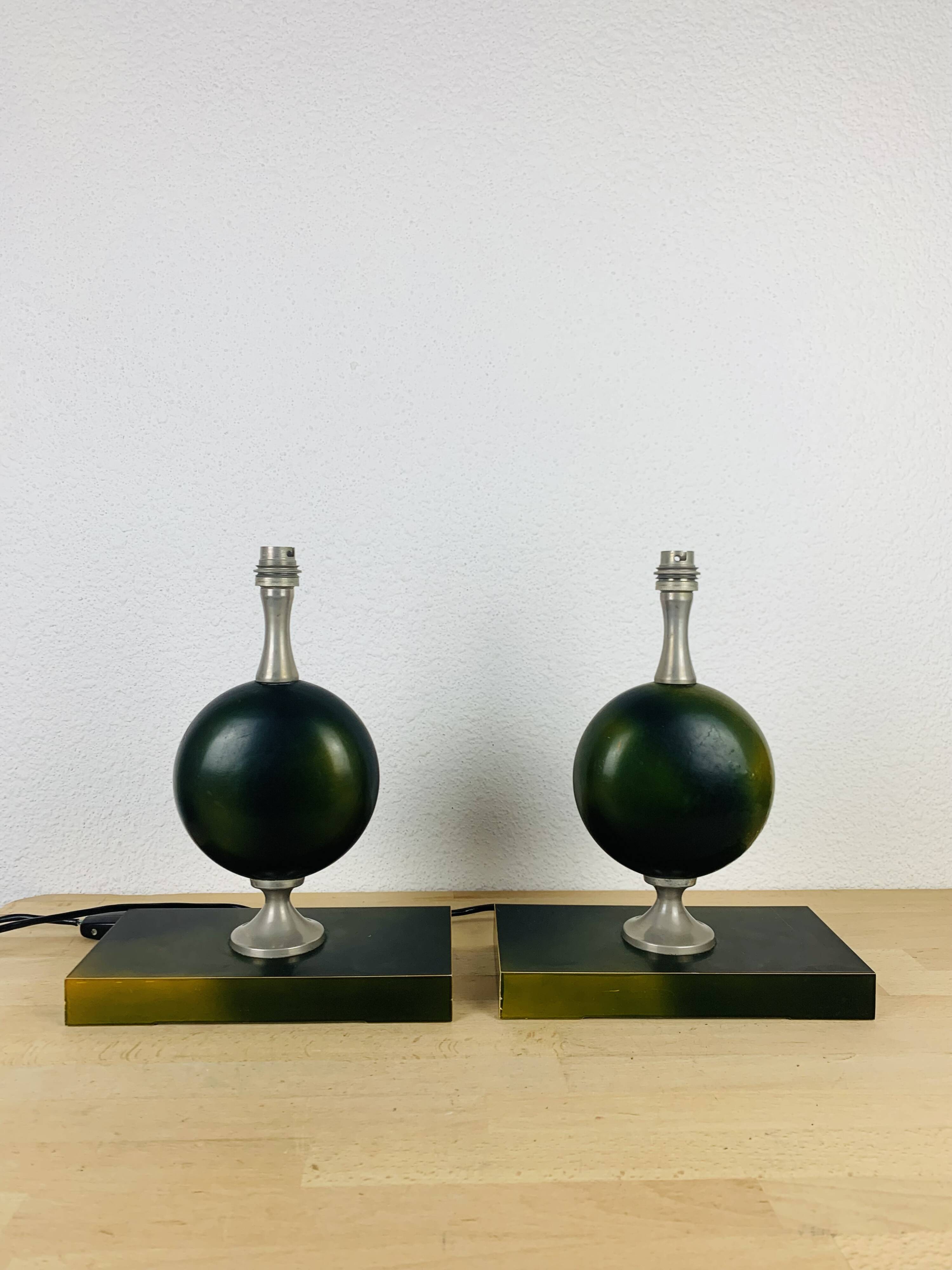 Paire de lampes Philippe Barbier années 70, vert