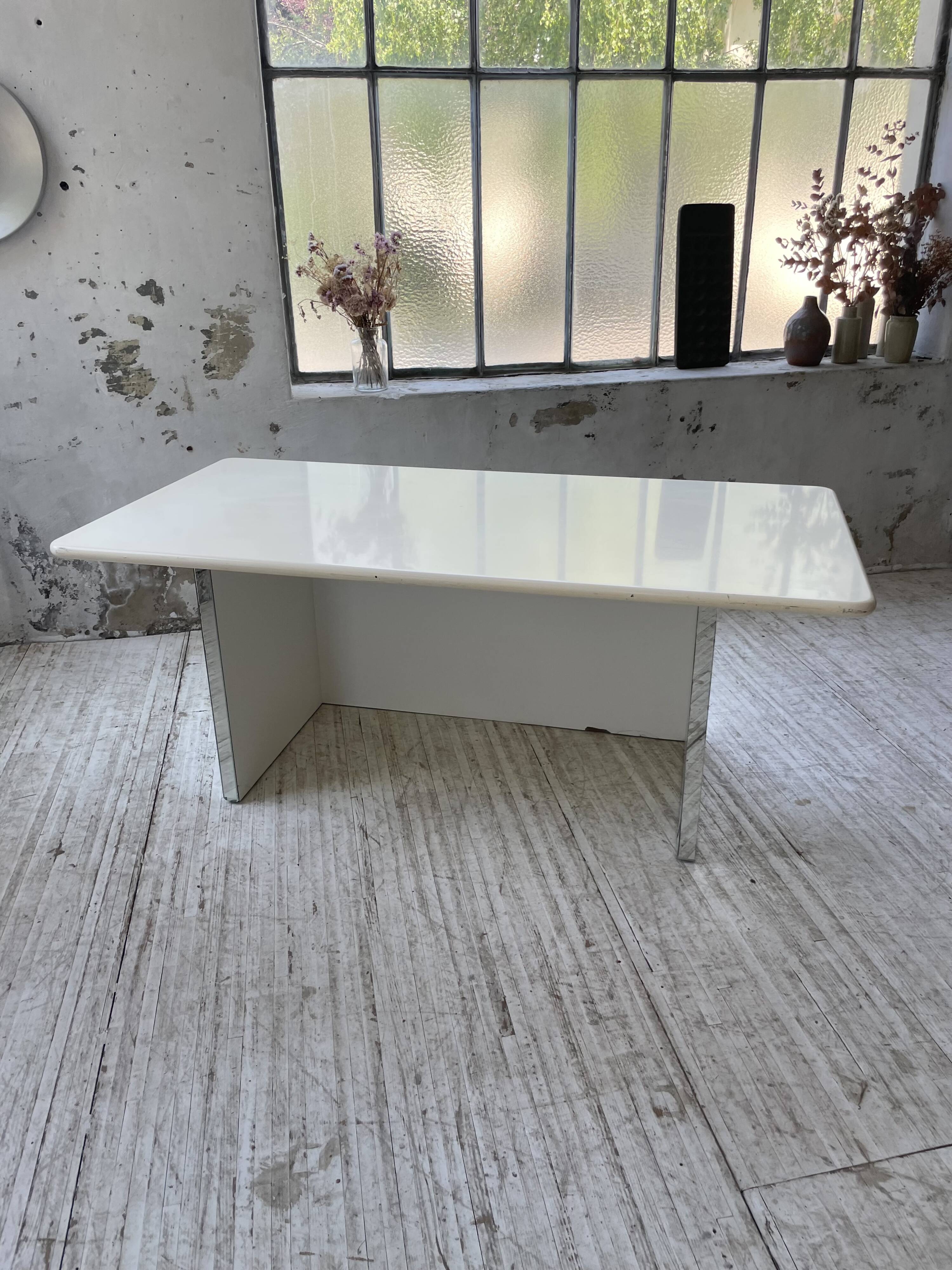 80s lacquered desk and mirror