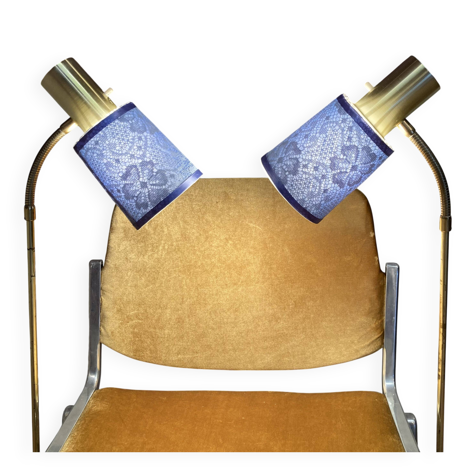 Pair of large modular industrial lamps from the 1950s.