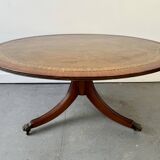 Regency Style Round Coffee Table Leather Top