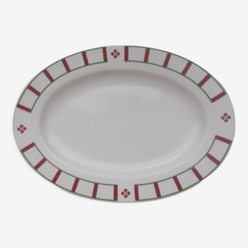 Plat ovale basque porcelaine verte et rouge