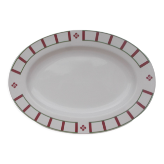 Plat ovale basque porcelaine verte et rouge