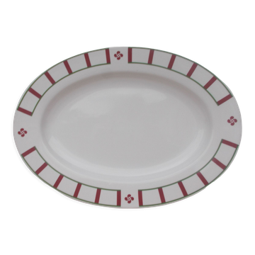 Oval Basque flat green and red porcelain