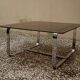Roche Bobois coffee table 1970 smoked glass, chromed metal base.