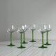 6 transparent green twisted stemmed glasses