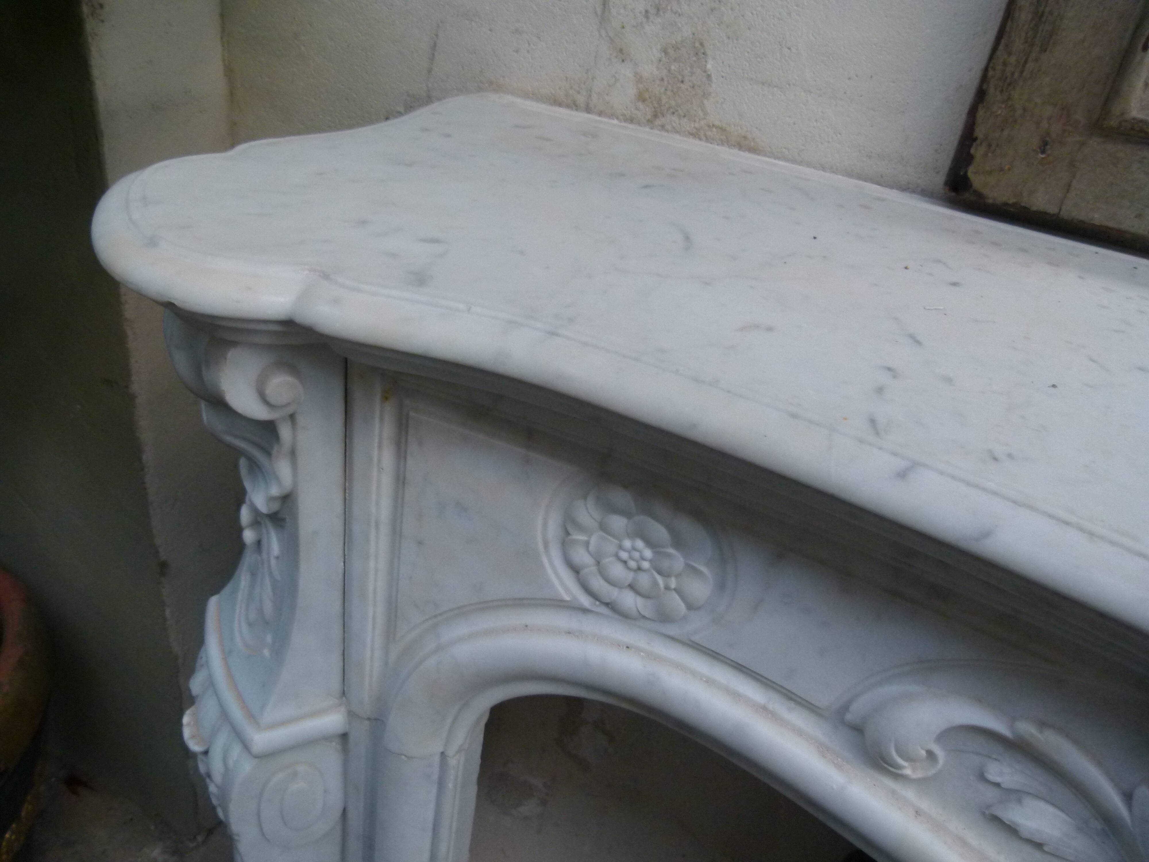 19th century Carrara marble fireplace