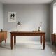 Antique walnut desk with brown leather, Italy, 19th century