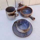Cup, mug and ceramic fondue pot, Chantal & Thierry Robert