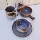 Cup, mug and ceramic fondue pot, Chantal & Thierry Robert