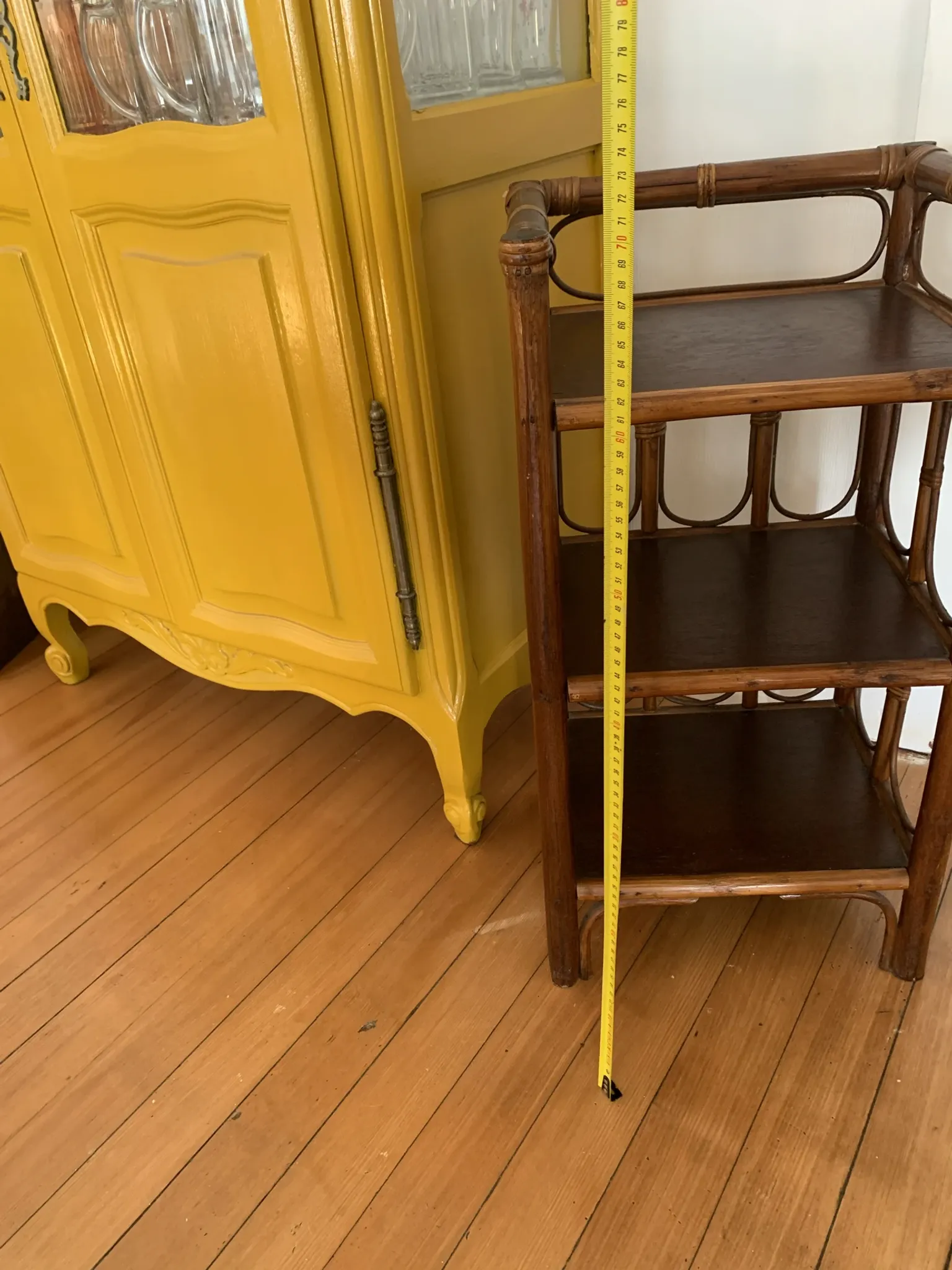 Charming Vintage Shelf in Rattan and Bamboo (3 tiers)