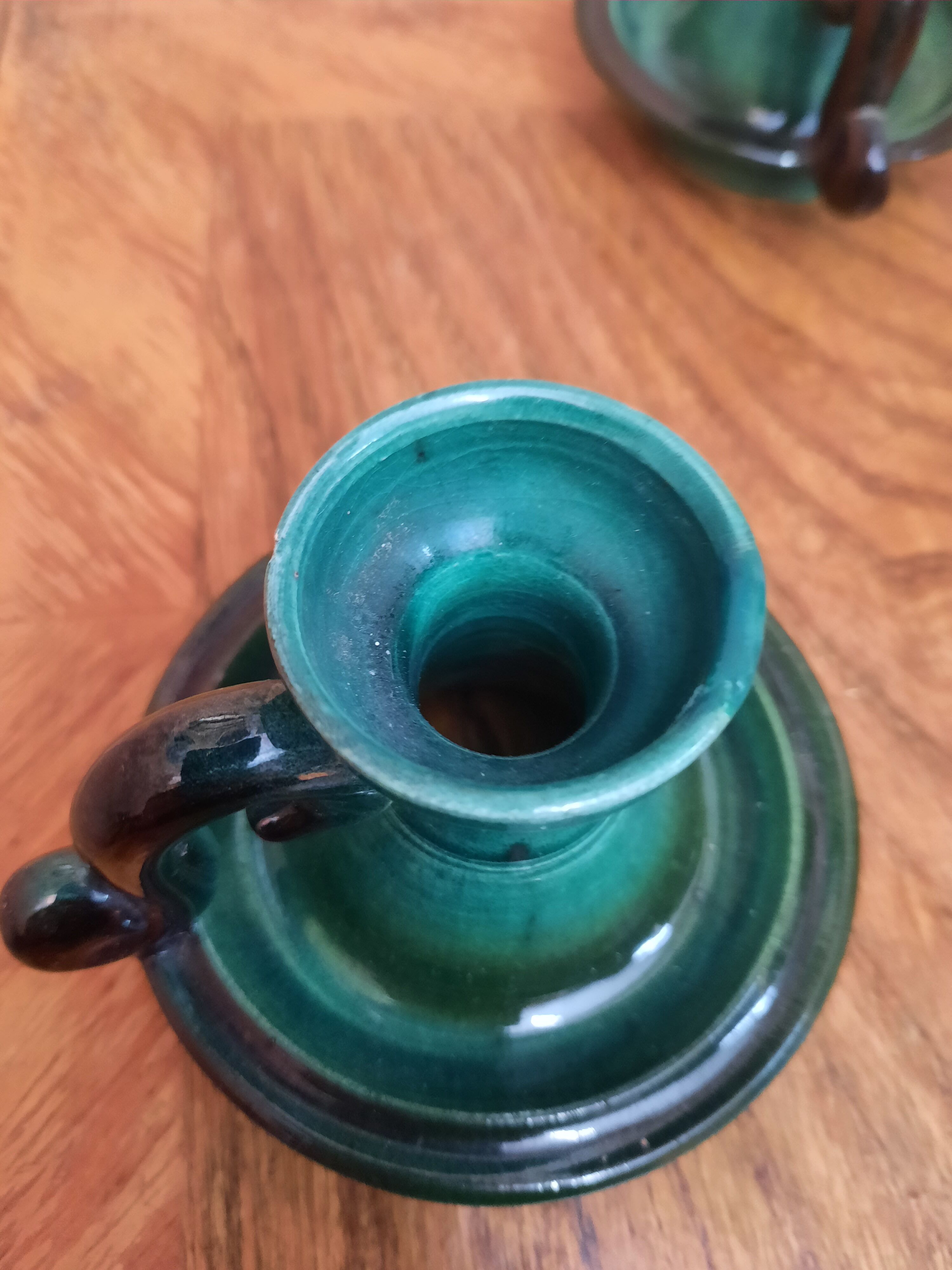Pair of ceramic candle holders