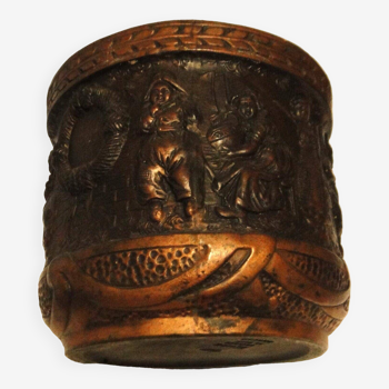 Ancienne jardinière cache pot bretby clanta n2410 h poterie personnages relief