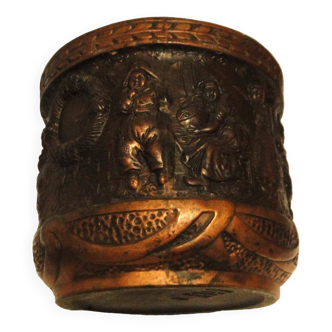 Ancienne jardinière cache pot bretby clanta n2410 h poterie personnages relief