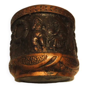 Ancienne jardinière cache pot bretby clanta n2410 h poterie personnages relief