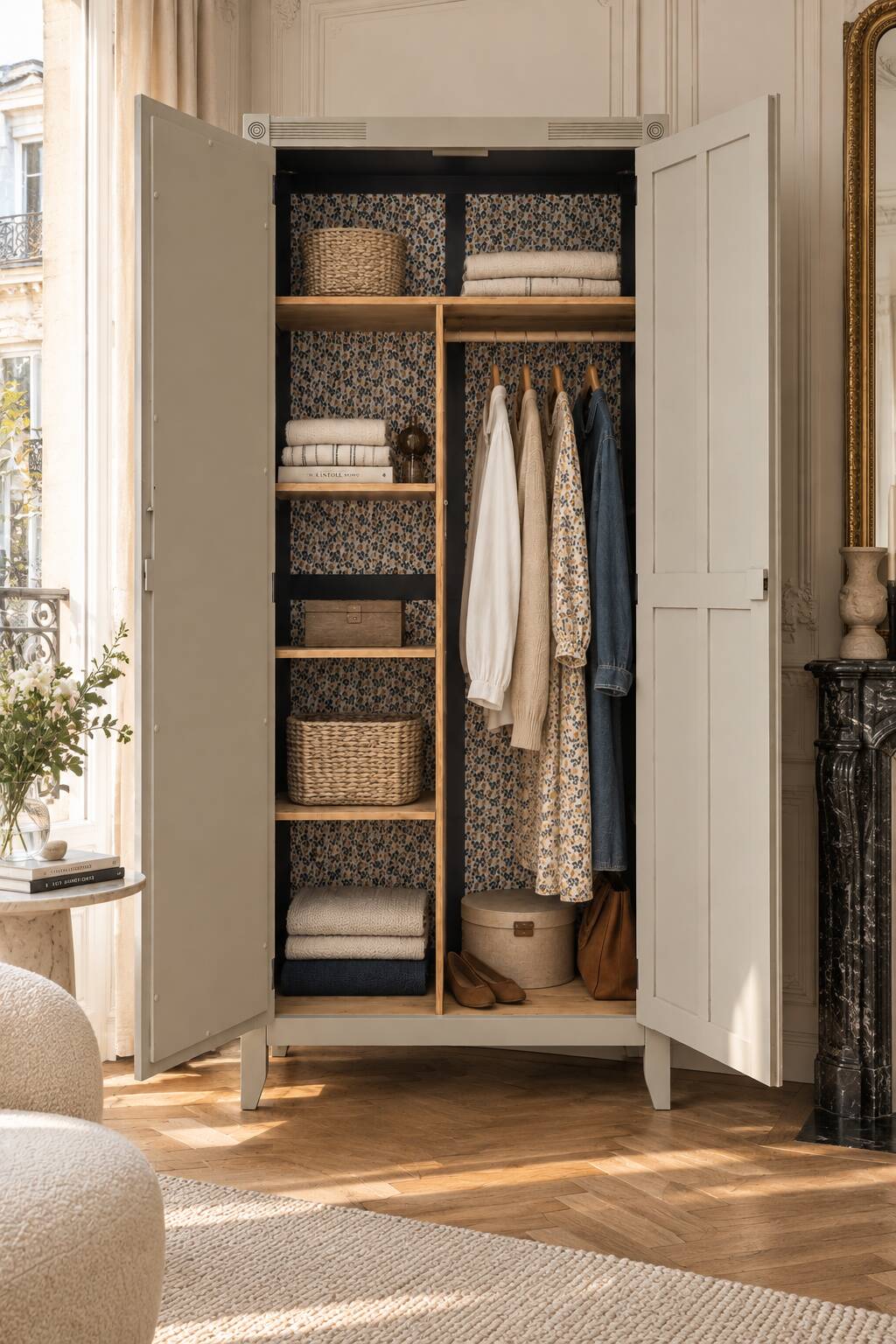 Armoire parisienne art déco rénovée miroir biseauté