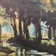 Tableau paysage sous bois XXe