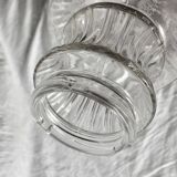 Massive vintage pendant light in gold metal and textured glass -