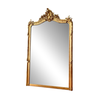 Antique gilded mirror with Louis XV pediment