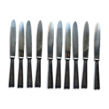 Series of 10 ercuis silver metal table knives