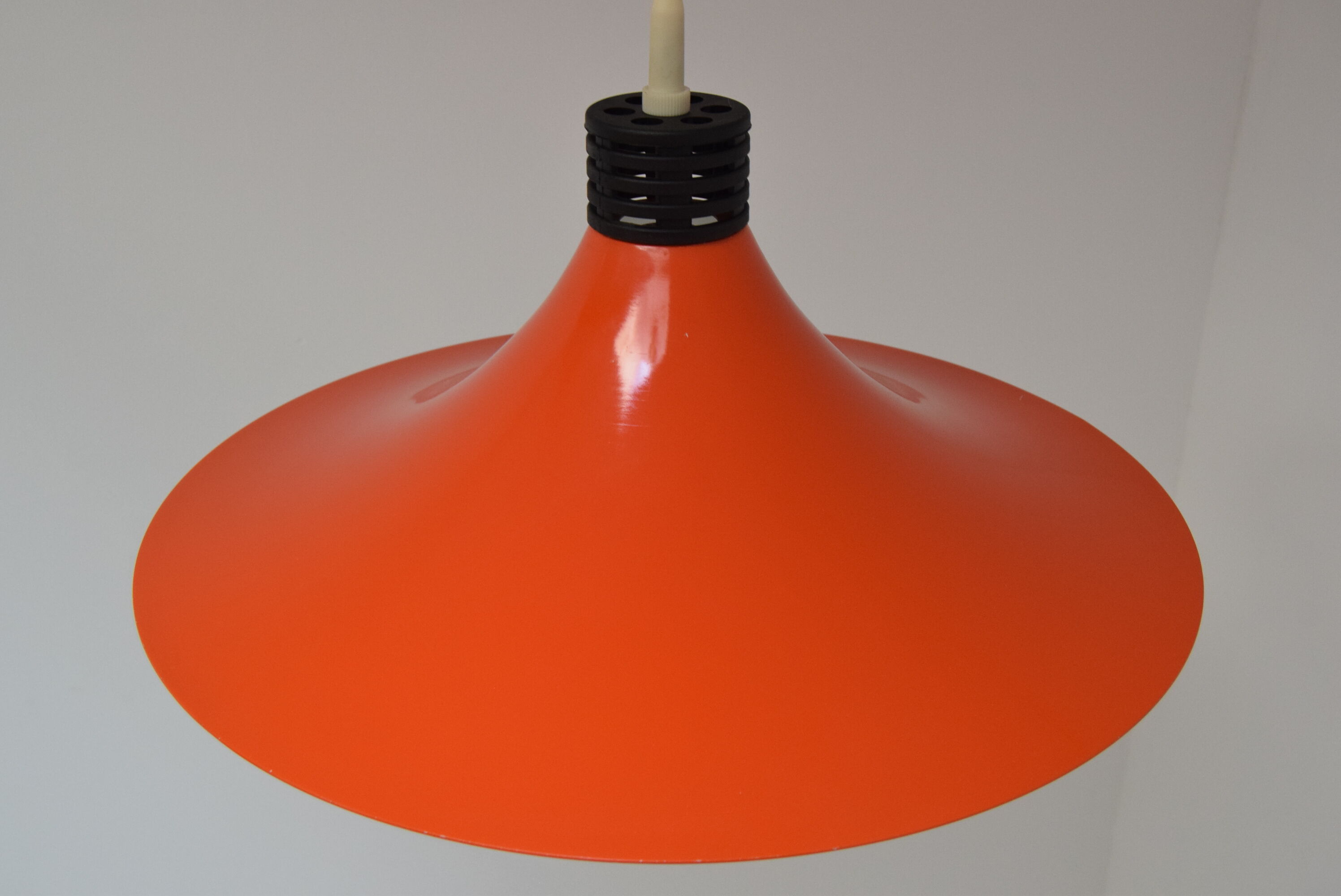 Mid-century Orange Lacquered Metal Pendant,circa 1980's.