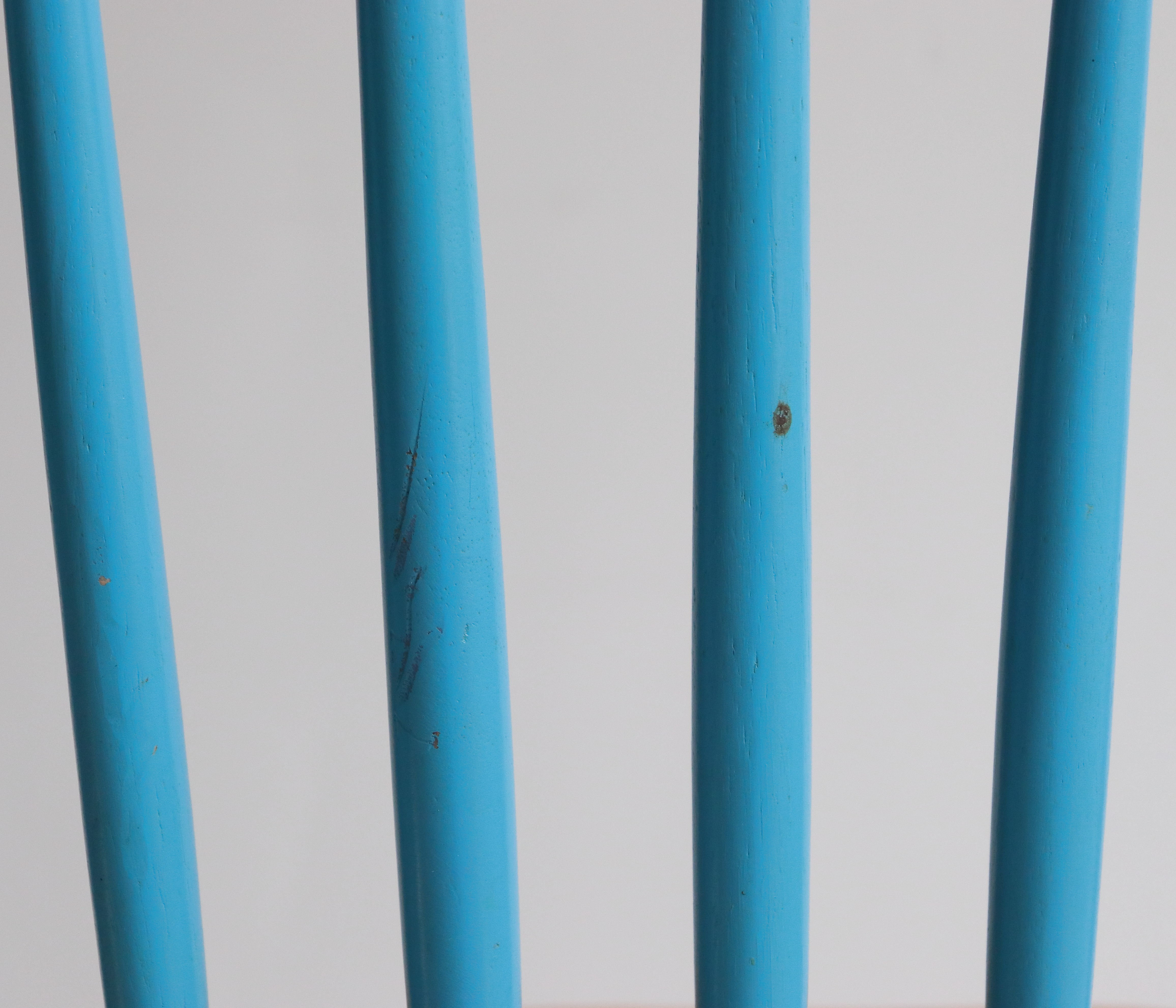 Pair of vintage Scandinavian Windsor chairs with blue bars