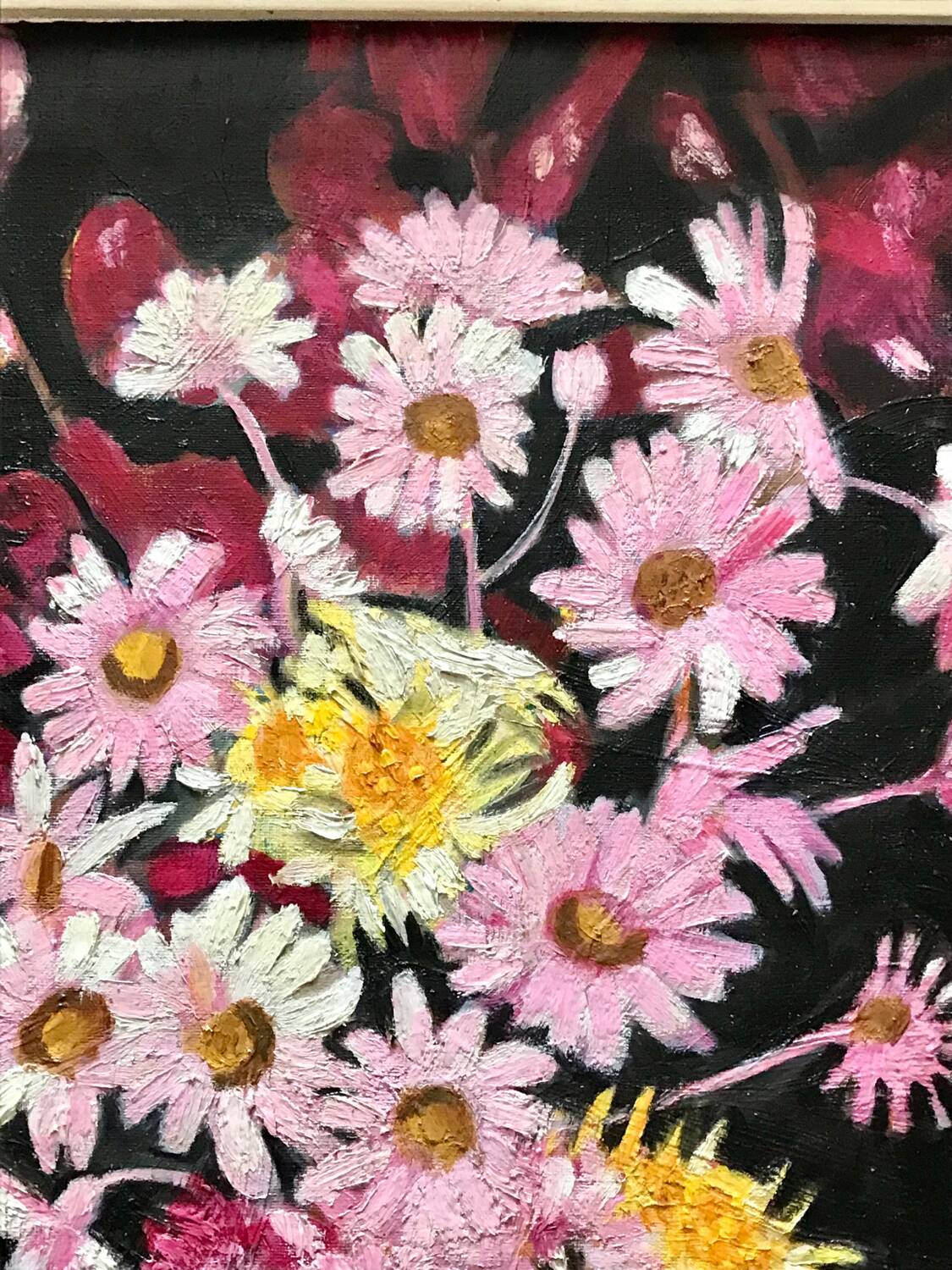 Vintage flower painting, original frame