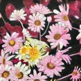 Tableau vintage à fleurs, cadre d origine