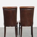 Set of 6 Dining Chairs Made from Sheepskin Leather