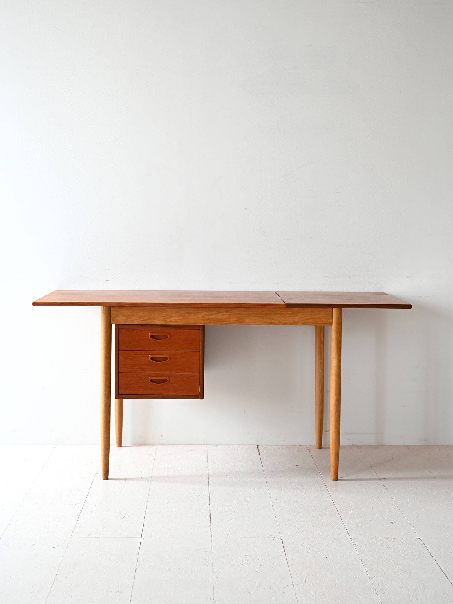 Vintage Scandinavian teak two-tone desk