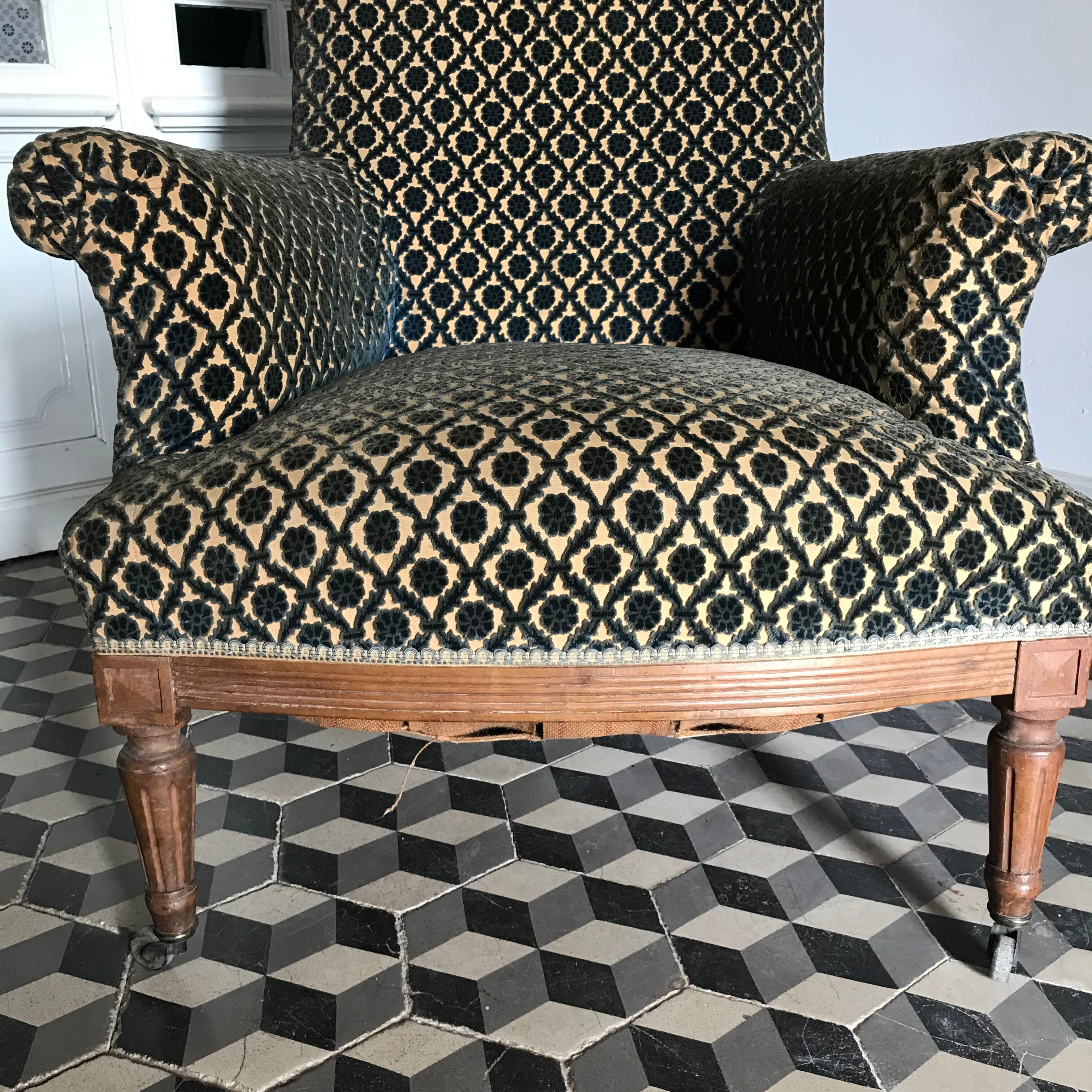 Vintage armchairs and rests feet