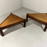 Brutalist triangular shaped oak coffee side tables 1970’s