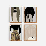 4 giclee prints. Figures wall art set of four, A3