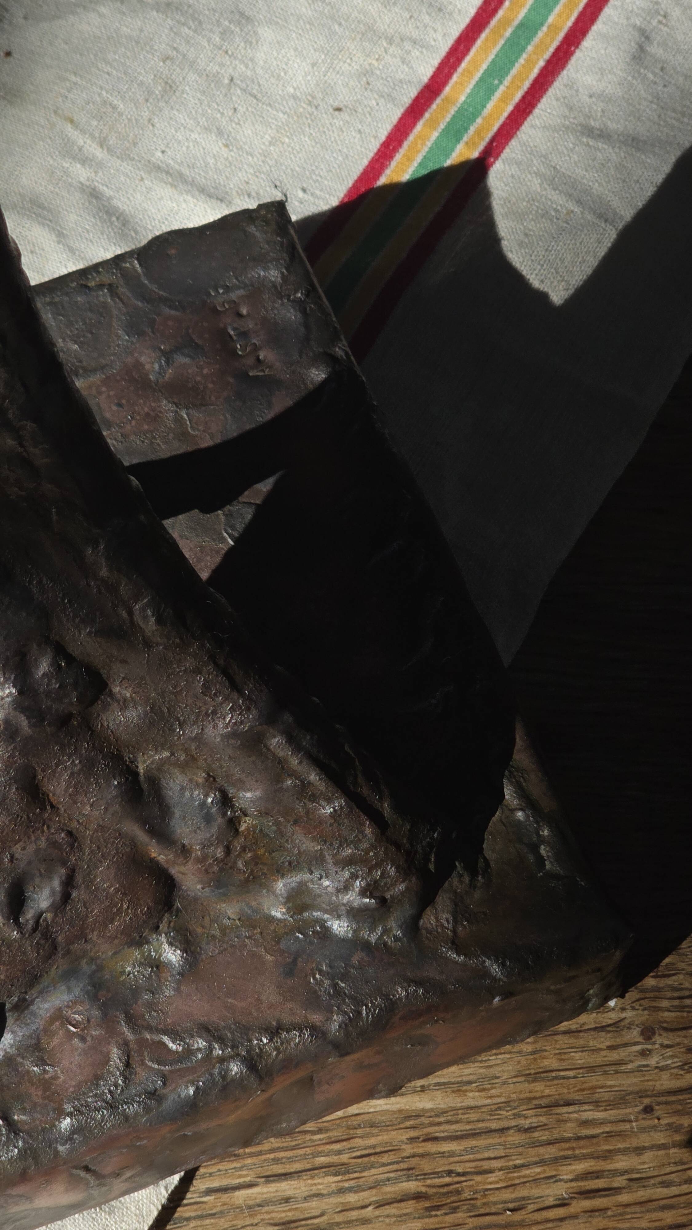 Pair of Brutalist bronze lamps