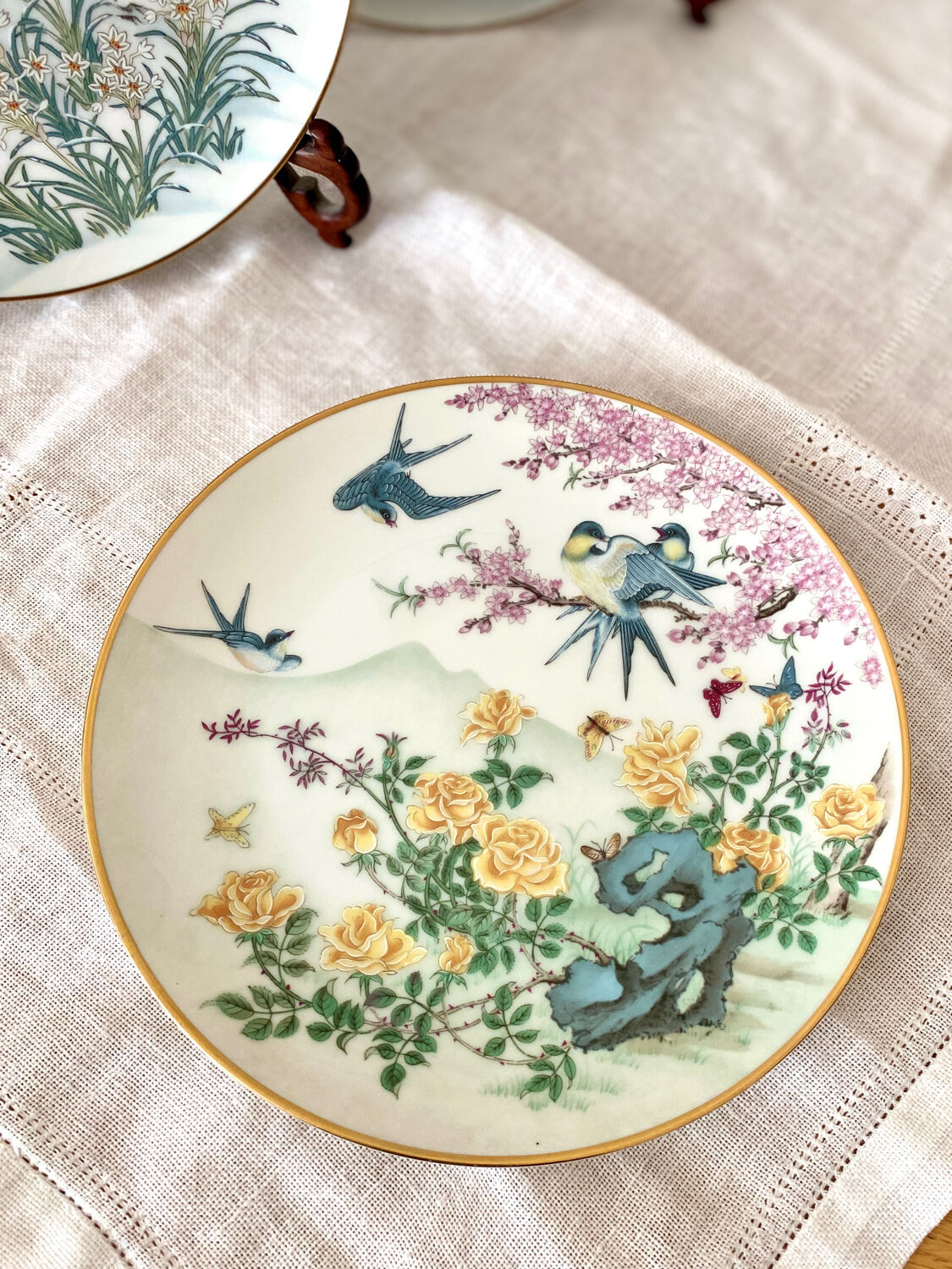 Lot 4 decorative plates porcelain Franklin mint FP Japan 1981