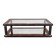 Grande table basse en loupe d’orme, verre et miroir – Design années 80