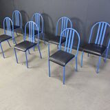 Set of Nr 222 chairs by Robert Mallet-Stevens, 1980s, Set of 7