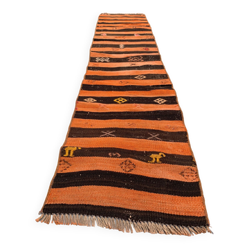 Old Turkish narrow Kilim Runner 184x39 cm shabby chic, vintage kelim