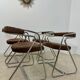 Set of 4 chrome tubular chairs Italian design from the 70s vintage fabric and metal