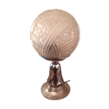 Lamp on a chrome base globe ball cut glass 1940