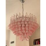 Contemporary White and Pink “Selle” Murano Glass Petali Chandelier