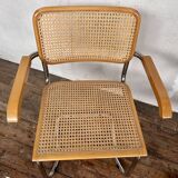Pair of Breuer style armchair chair  made in italy vintage 1970 beige