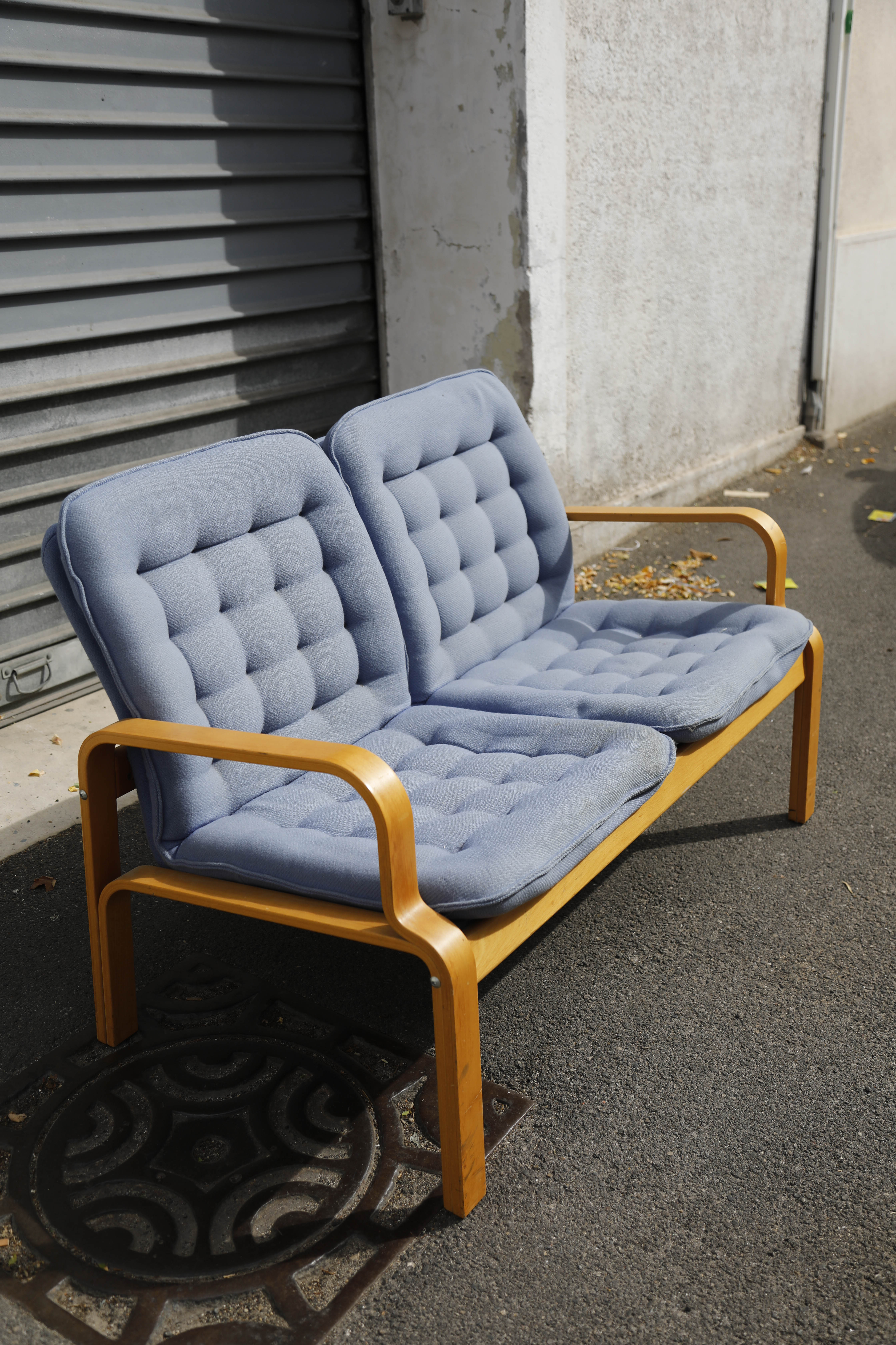 Sofa 2 places wool blue